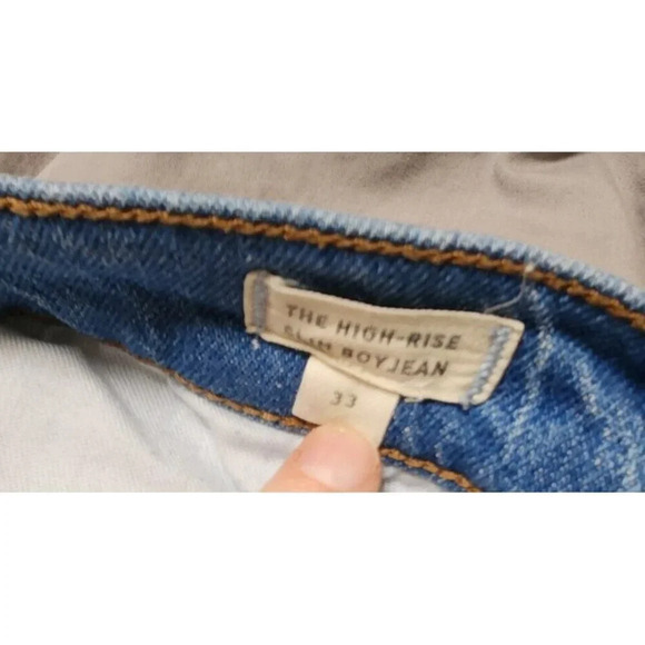 Madewell The High-Rise Slim Boyjean in Prentice Wash Ripped Edition Size 33 - Picture 6 of 8